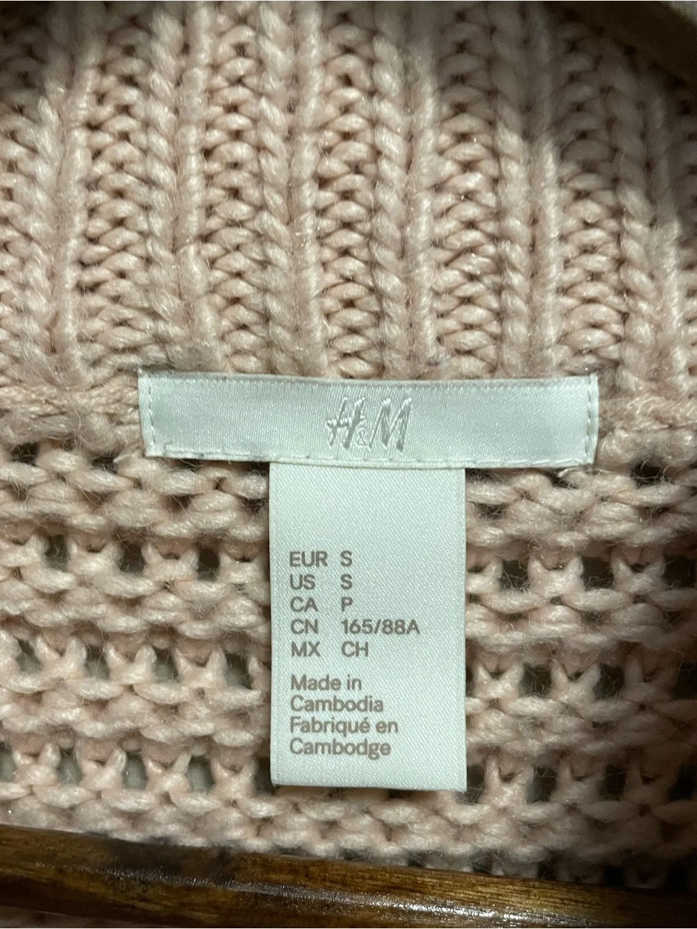 H&M Ribbed Mock Neck Chunky Knit Pink Sweater Women’s Small - Picture 5 of 7
